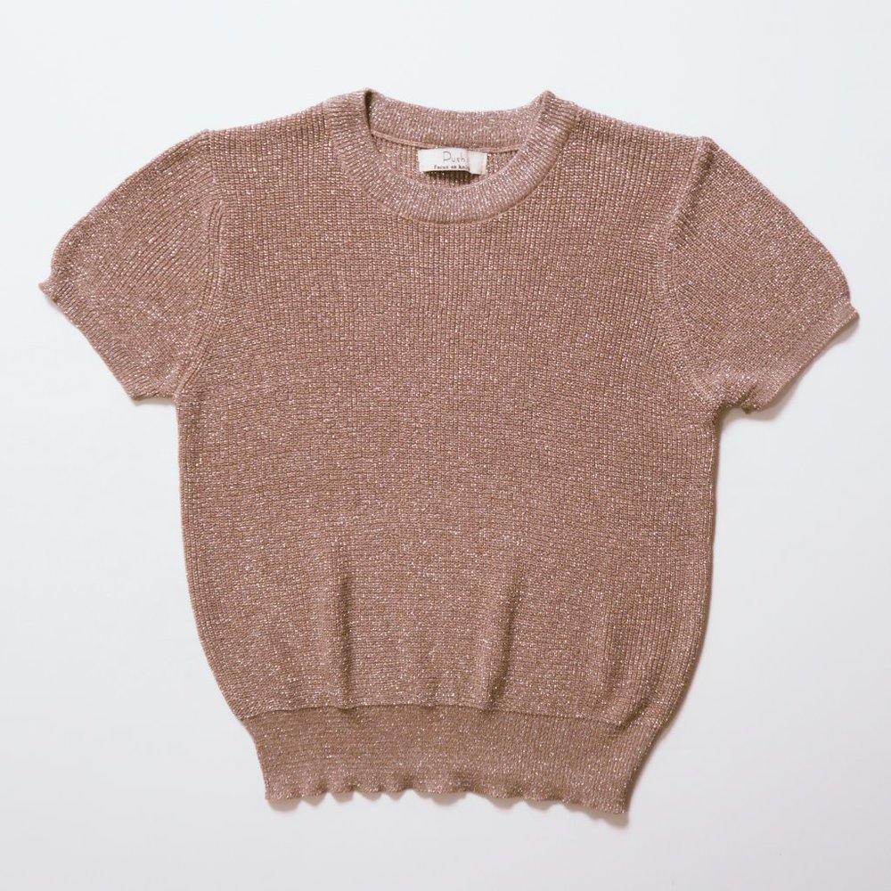 Push knit metallic gold sweater
